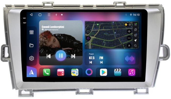 Магнитола для Toyota Prius 30 2009-2015 (правый руль) - FarCar S400-TS18 монитор 9.5" QLED на Android 14, CarPlay, 4G SIM-слот