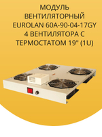Модуль вентиляторный Eurolan 60A-90-04-17GY 4 вентилятора с термостатом 19". Товар уцененный