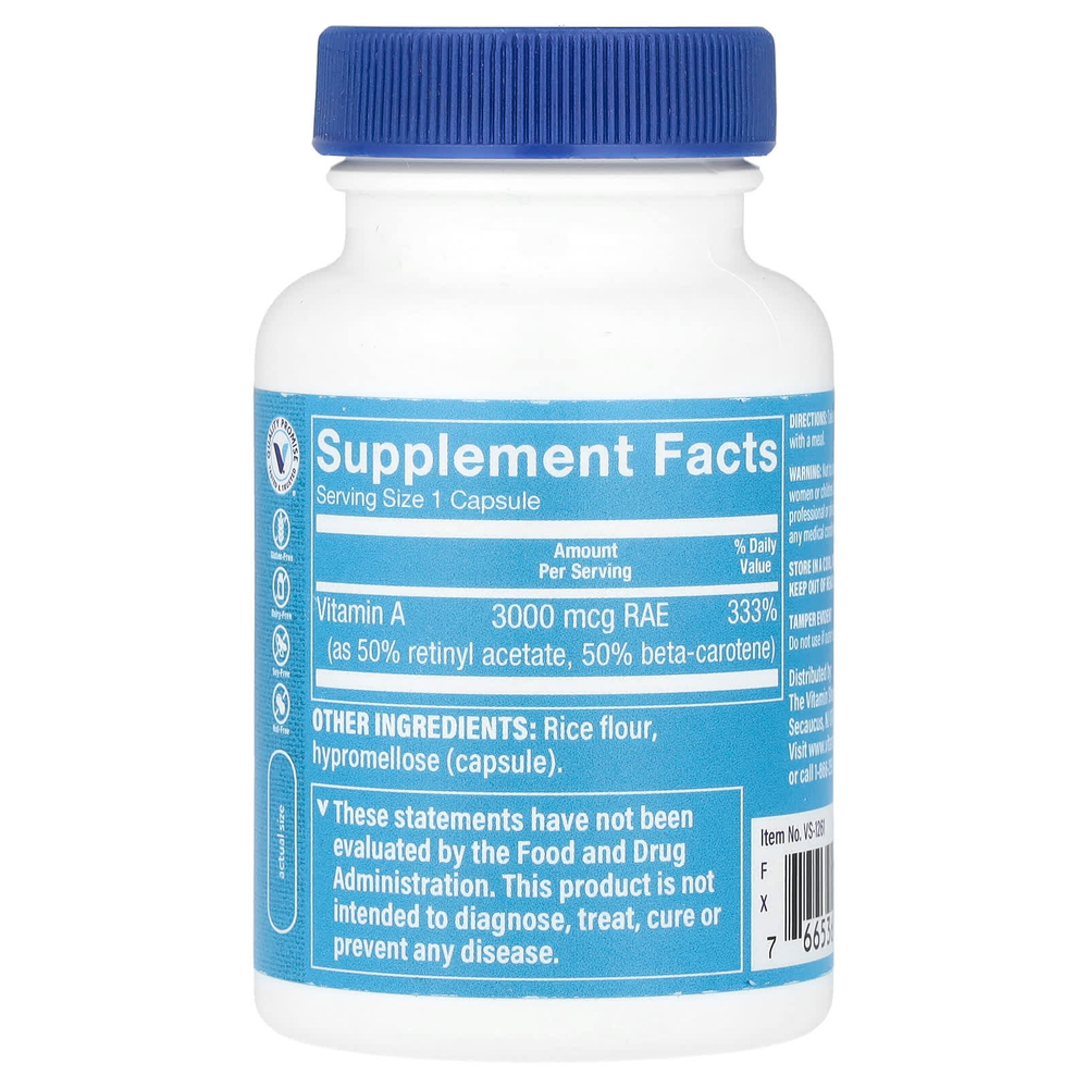 The Vitamin Shoppe, Dry A, 3000 мкг (10 000 МЕ), 100 капсул