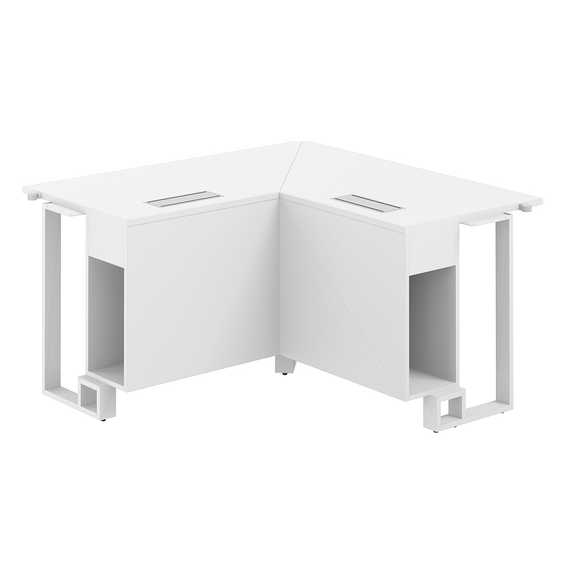 SP.0115.WH.WH.WH / Модуль угловой 1200х1200х750 / столешница:белый, подстолье:белый, металлокаркас:белый, лючок:серый