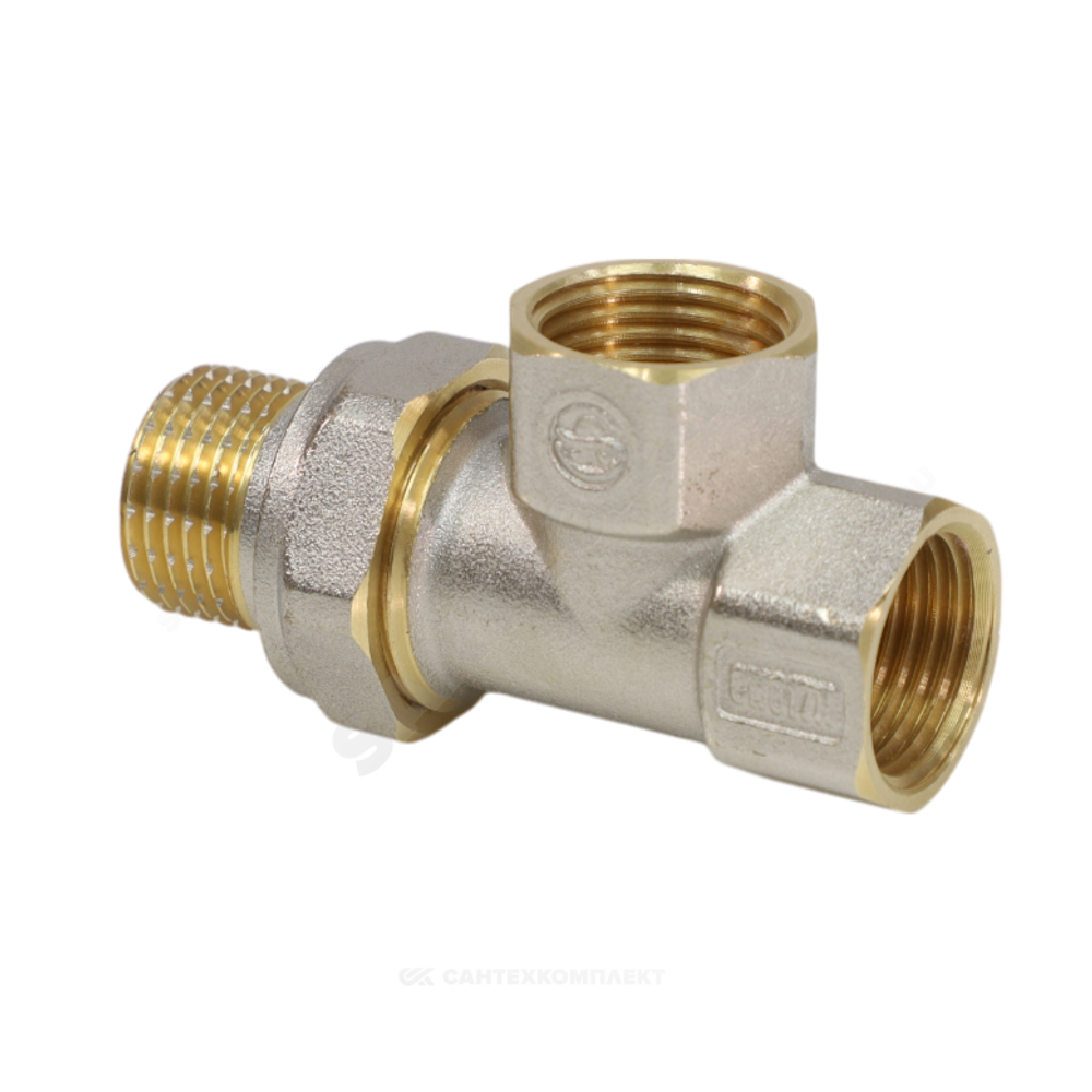 Тройник латунь никель Ду 15 (1/2") ВР/ВР/нак/гайка 9030 ГОСТ 32585-2013 Aquasfera 9030-01
