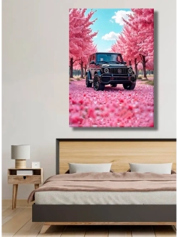 Картина "Mercedes Сакура Драйв", интерьерная 50х70см 1шт.