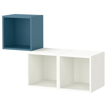 IKEA EKET  (ИКЕА ЕКЕТ)  -  Комбинация настенных шкафов - тёмный серо-синий/белый 105x35x70 см