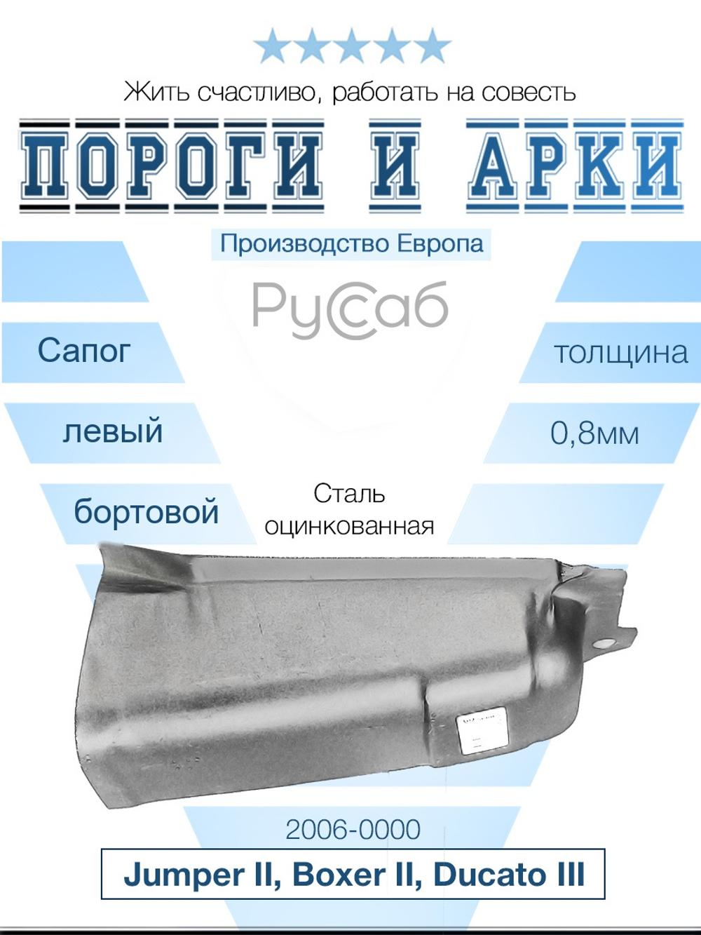 Сапог левый Peugeot Boxer 3 (бортовой) (Polcar)