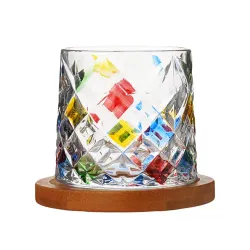 Стакан Олд Фэшн 290 мл Mosaic Square крутящийся на дерев. подставке d 8,8/8 см h8,1 см Barbossa [1]