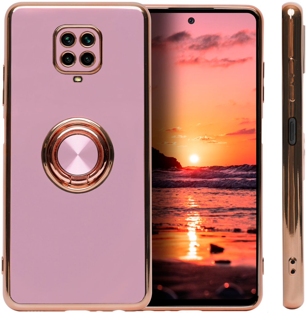Стильный глянцевый чехол для XIAOMI REDMI NOTE 9 PRO/ 9S/ POCO M2 PRO с кольцом-подставкой и бархатной подкладкой