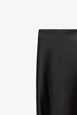 ZARA АТЛАСНАЯ ЮБКА МИДИ, ЧЕРНЫЙ