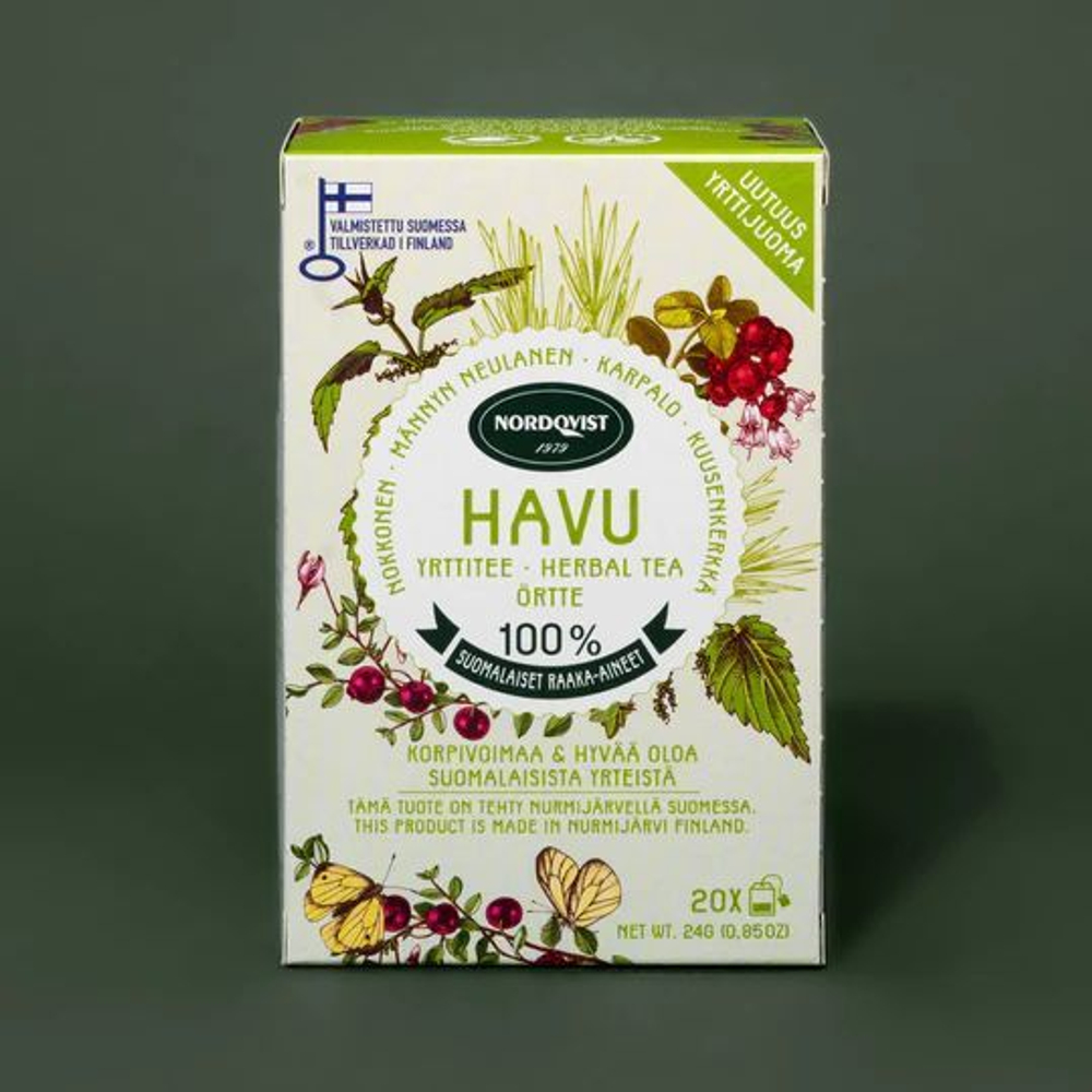 Чай травяной NORDQVIST "HAVU" крапива, клюква, сосновые иголки 20 пакетиков (из Финляндии)
