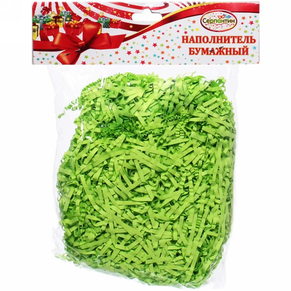 Наполнитель бумажный для подарков «Травушка» 50г (гофре), зелёный