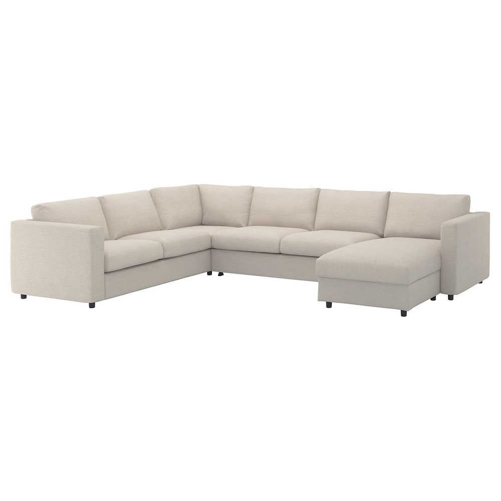 IKEA VIMLE  (ИКЕА ВИМЛЕ)  -  Чехол на угловой диван-кровать 5-местный с шезлонгом - Гуннаред бежевый