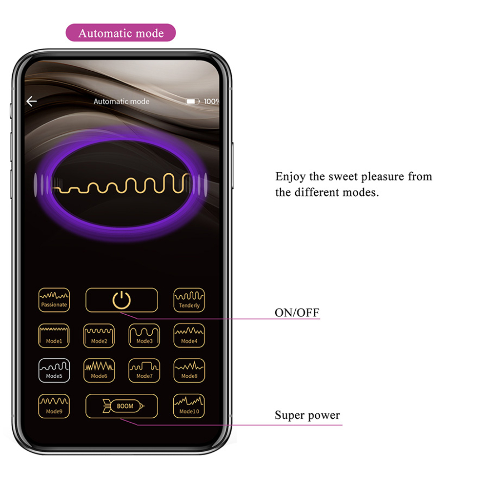 Фиолетовое виброяйцо для ношения с управлением через приложение Pretty Love Klay App-Enabled Thrusting Hands-Free Vibrator Egg BI-300093HP