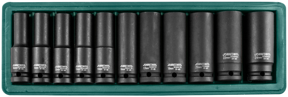 S03AD4111S Набор головок торцевых ударных глубоких 1/2"DR, 10-24 мм, 11 предметов
