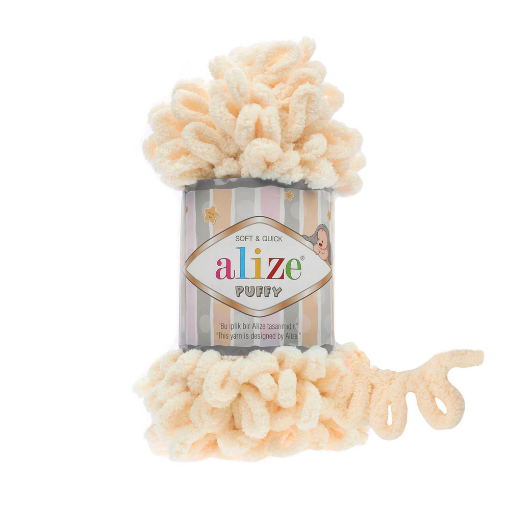 Пуффи (Puffy) пряжа Alize 100%микрополиэстер 5х100г/9,2 м 742 ванильный
