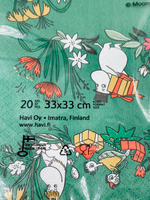 Салфетки бумажные Moomin, Misteli, темно-зеленого цвета 33х33 см, 20 салфеток (из Финляндии)