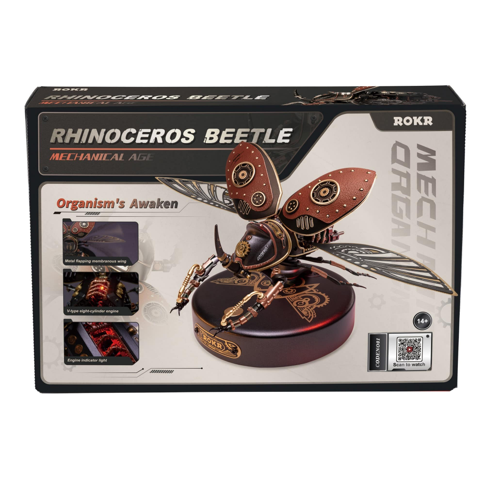 Жук-носорог (Rhinoceros Beetle) MI01 от ROKR - Конструктор, сборная механическая модель, 3D пазл, для интерьера