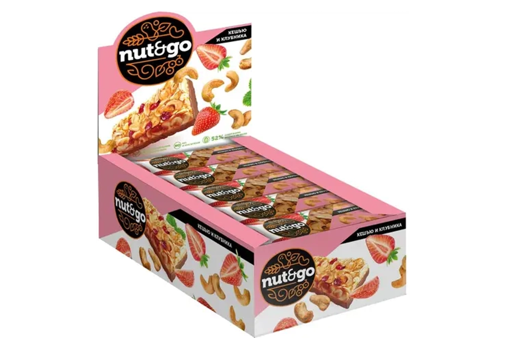 Батончик Nut and Go кешью и клубника, 18 шт по 36 г