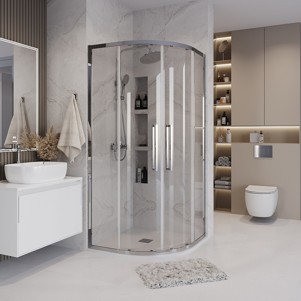 Душевой уголок Grossman Cosmo 90х90 301.K33.02.9090.10.00 профиль Хром стекло прозрачное