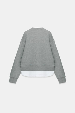 ZARA КОМБИНИРОВАННАЯ ТОЛСТОВКА, СЕРЫЙ МЕЛАНЖ