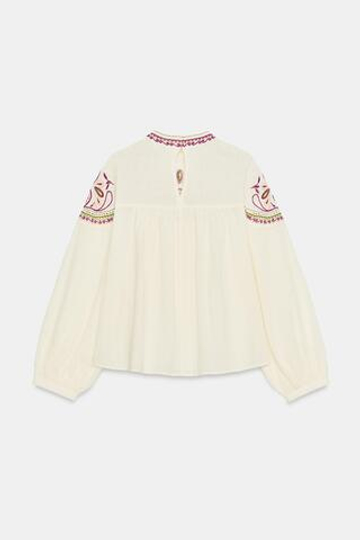 ZARA БЛУЗА С ВЫШИВКОЙ, ЭКРЮ
