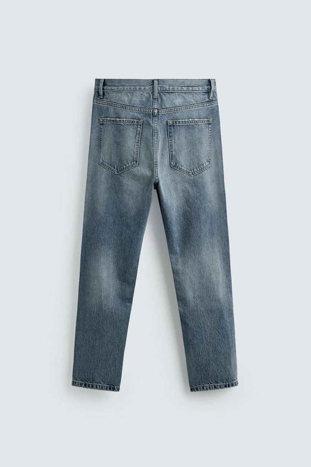ZARA УКОРОЧЕННЫЕ ДЖИНСЫ SLIM FIT, ВЫЦВЕТШИЙ СИНИЙ
