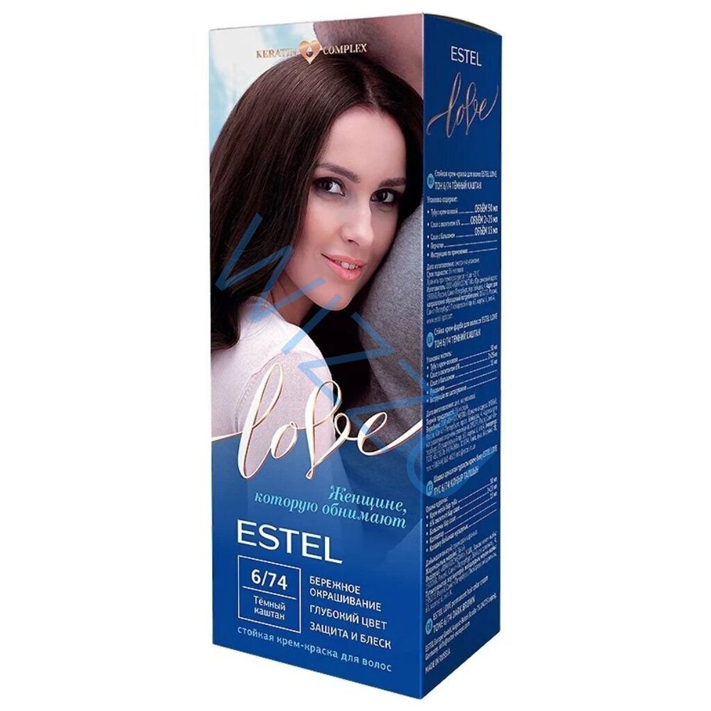 Стойкая крем-краска  для волос ESTEL LOVE тон 6/74 Темный каштан (115мл)/10