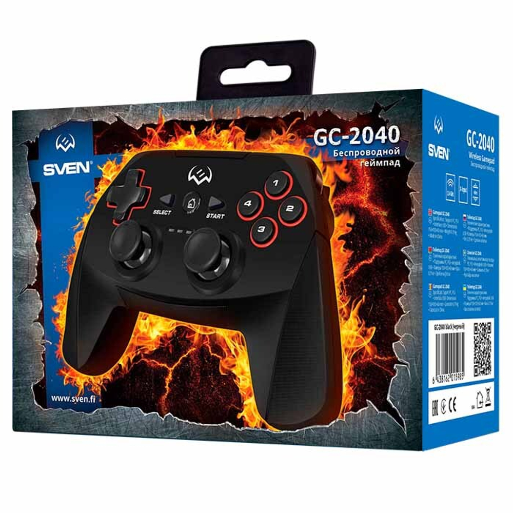 SVEN Беспроводной геймпад GC-2040 (11 кл. 2 стика, D-pad, Soft Touch, PC/PS3/Android/Xinput)