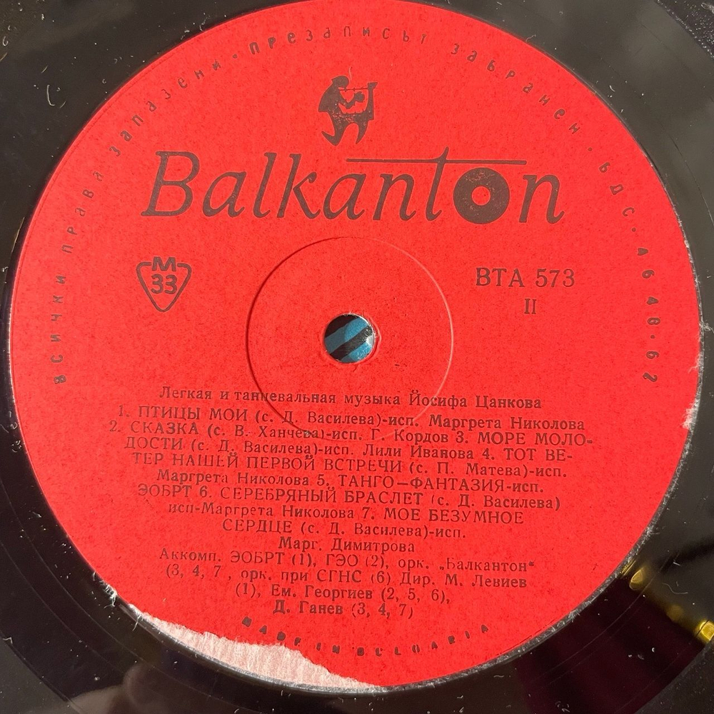 Винтажная виниловая пластинка LP Йосиф Цанков Легкая И Танцевальная Музыка (Болгария 1968)