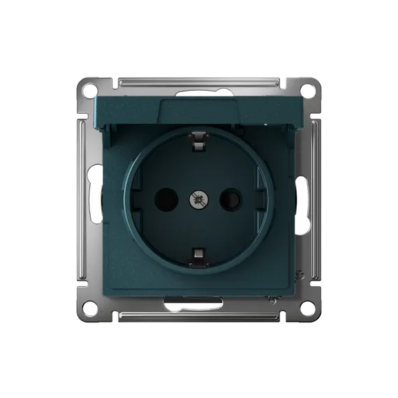 Розетка с крышкой Systeme Electric AtlasDesign Изумруд, самозажимные клеммы ATN000846S