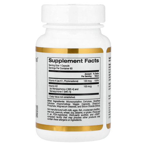 California Gold Nutrition, комплекс витаминов группы K, 60 растительных капсул