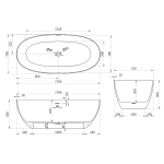 Ванна Солид Серфейс (Solid Surface) Vincea VBT-6S01MG, 1700*750*550, серый/белый матовый, щелевой перелив,