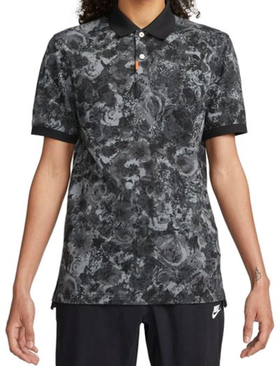 Мужское теннисное поло Nike Dri-Fit Printed Slim Fit Polo - black/black