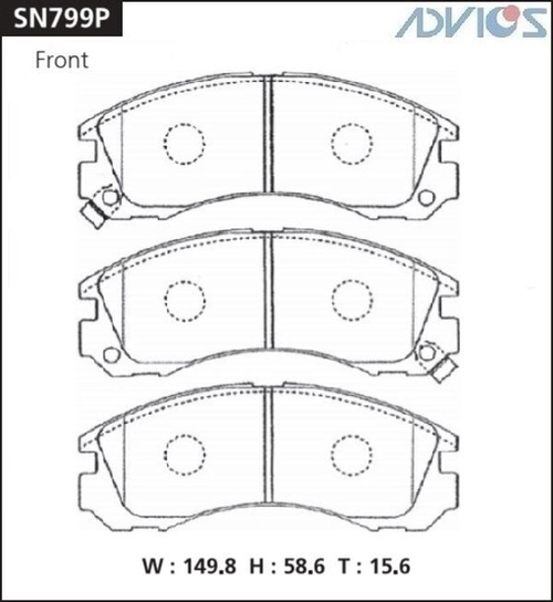 Дисковые тормозные колодки ADVICS передние SN799P