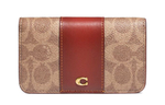 COACH Card Case Coated Canvas With Leather Wallet Women"s Brown Yellow Rusty
