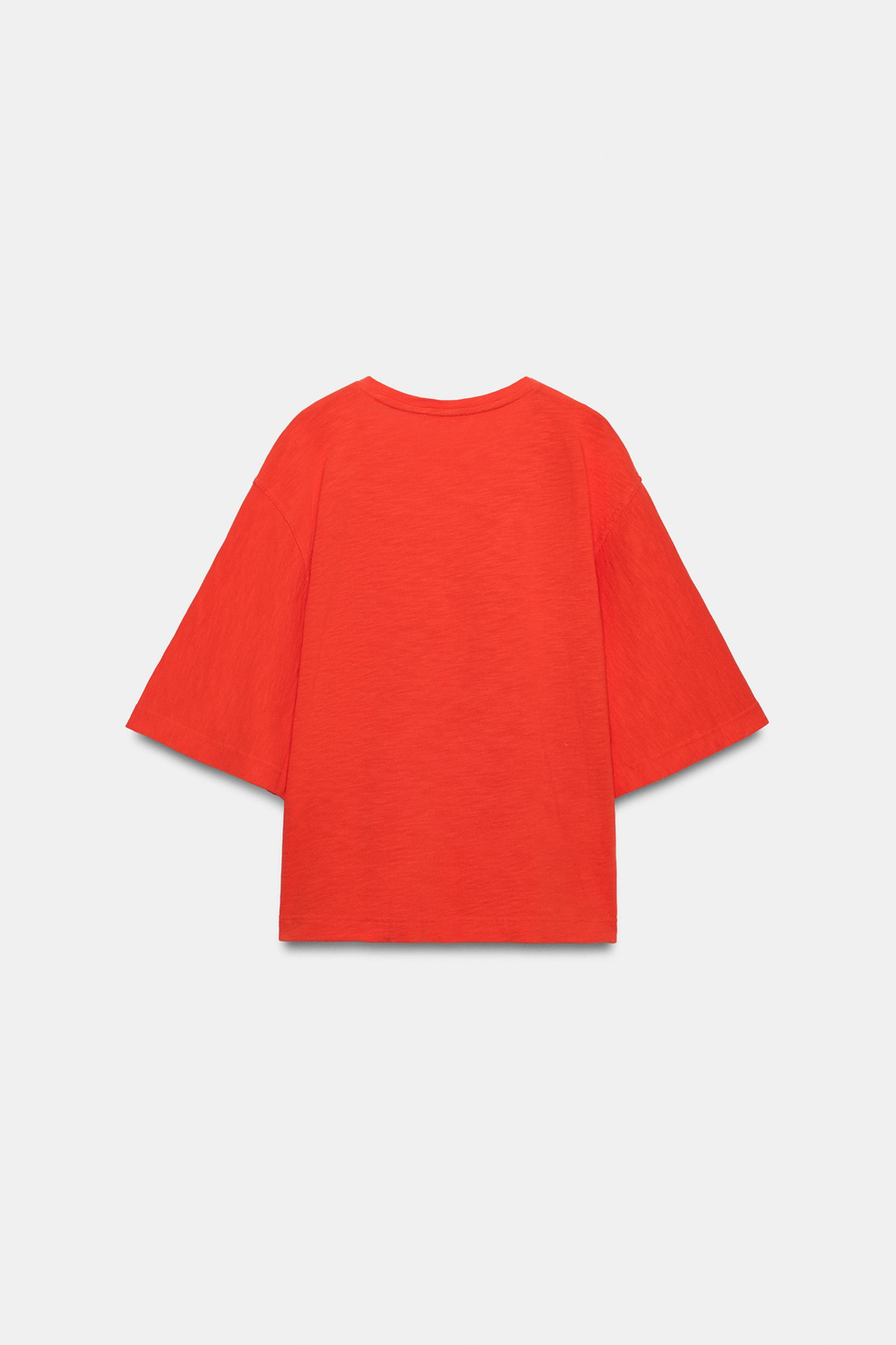 ZARA ФУТБОЛКА С V-ОБРАЗНЫМ ВЫРЕЗОМ, КОРАЛЛОВЫЙ