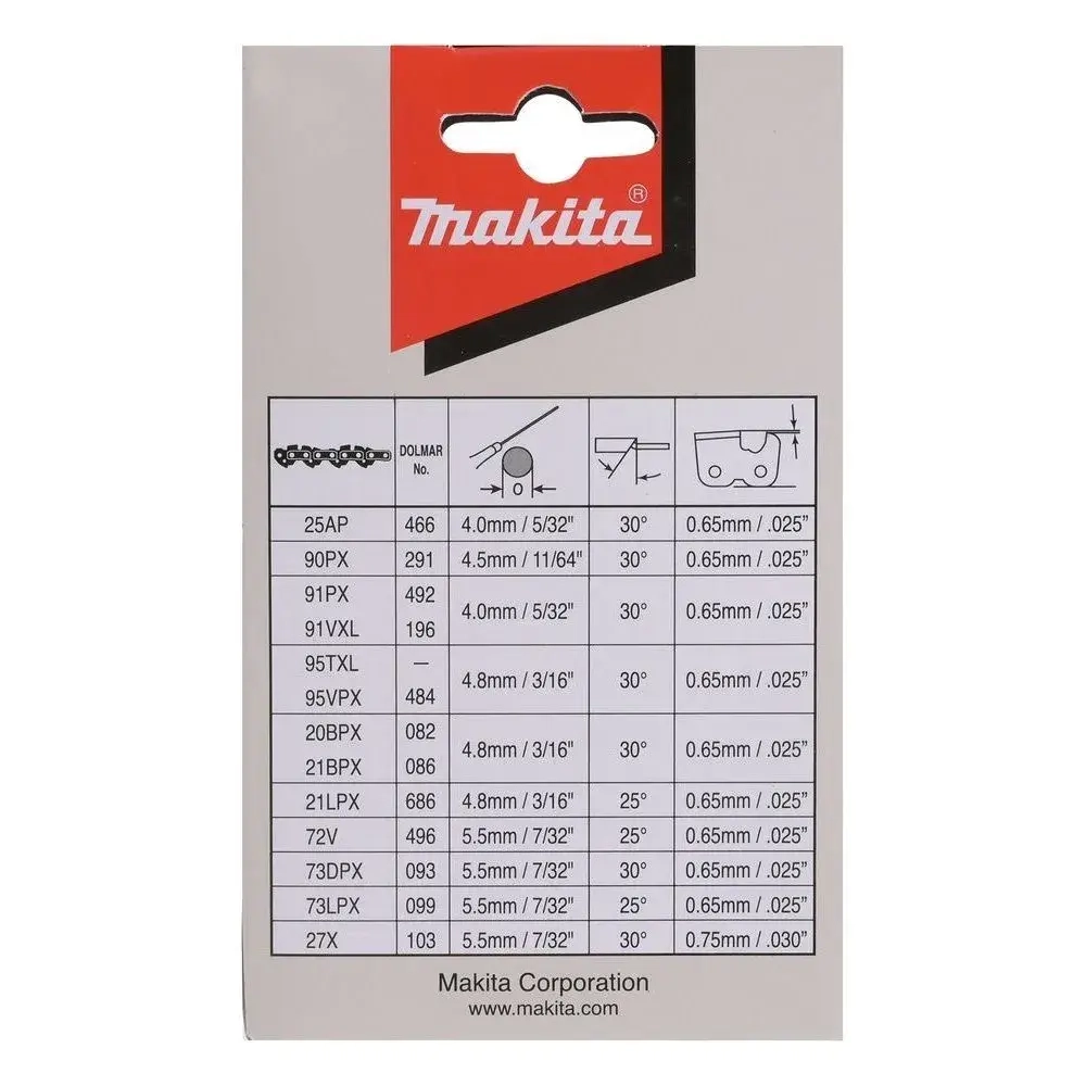 Цепь, Makita (Oregon) длина 35см/14", шаг 3/8", паз 1,3мм, звеньев 52, 91PX Makita 713073-1 (191H11-5)