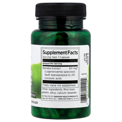 Swanson Vitamins, Экстракт банабы, 90 капсул (60 мг в каждой капсуле)
