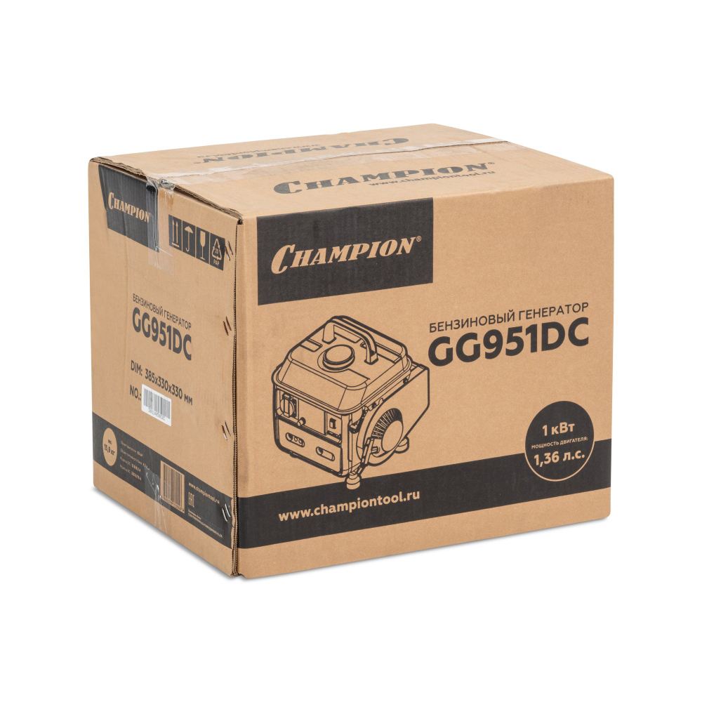 Генератор CHAMPION GG951DC (0,65/0,72кВт 1,36лс 2Т 4,2л 12В 15,9кг)