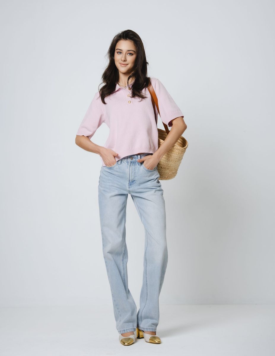 Джинсы прямые relaxed fit голубые