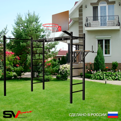 Уличная шведская стенка Sv Sport рукоход с комплектом турник прямой У5452К (Брусья/Щит баскет)