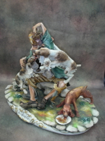 Статуэтка. Фарфор. Бродяга с собаками. Capodimonte. Италия