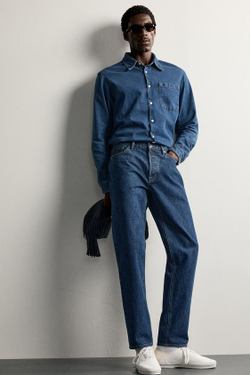 ZARA ДЖИНСЫ REGULAR FIT, ВЫЦВЕТШИЙ СИНИЙ