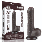 Коричневый фаллоимитатор 7 Sliding Skin Dual Layer Dong на присоске - 18,3 см. (Цвет: коричневый)