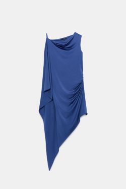 ZARA АСИММЕТРИЧНЫЙ ТОП, ВЫЦВЕТШИЙ СИНИЙ