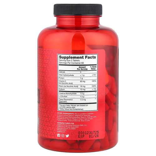 BSN, Nitrix 2.0, концентрированный прекурсор оксида азота, 180 таблеток