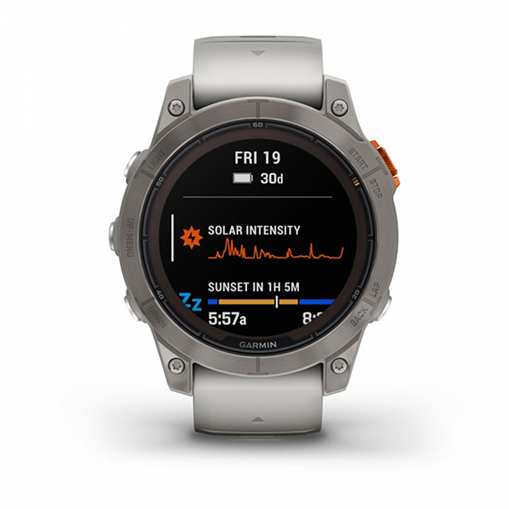 Умные часы Garmin FENIX 7X PRO Sapphire Solar 51 мм титановый серый с дымчато-серым оранжевым ремешком