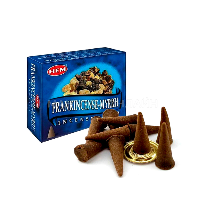 HEM Frankincense & Myrrh Благовоние-конус Ладан Мирра 10 шт