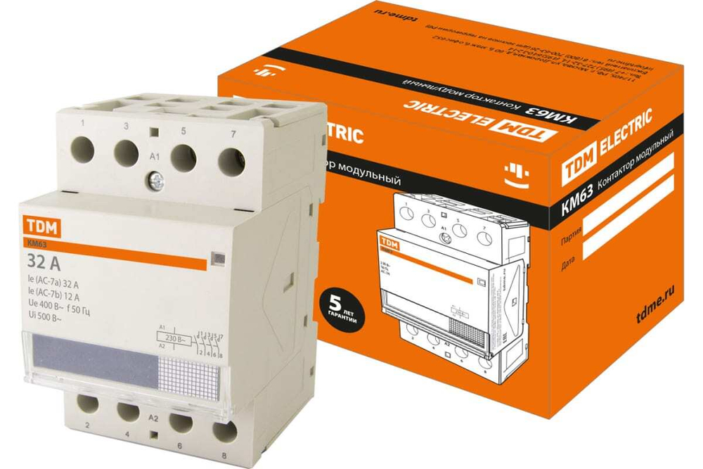 Контактор модульный КМ63/4-32 4НО TDM SQ0213-0013