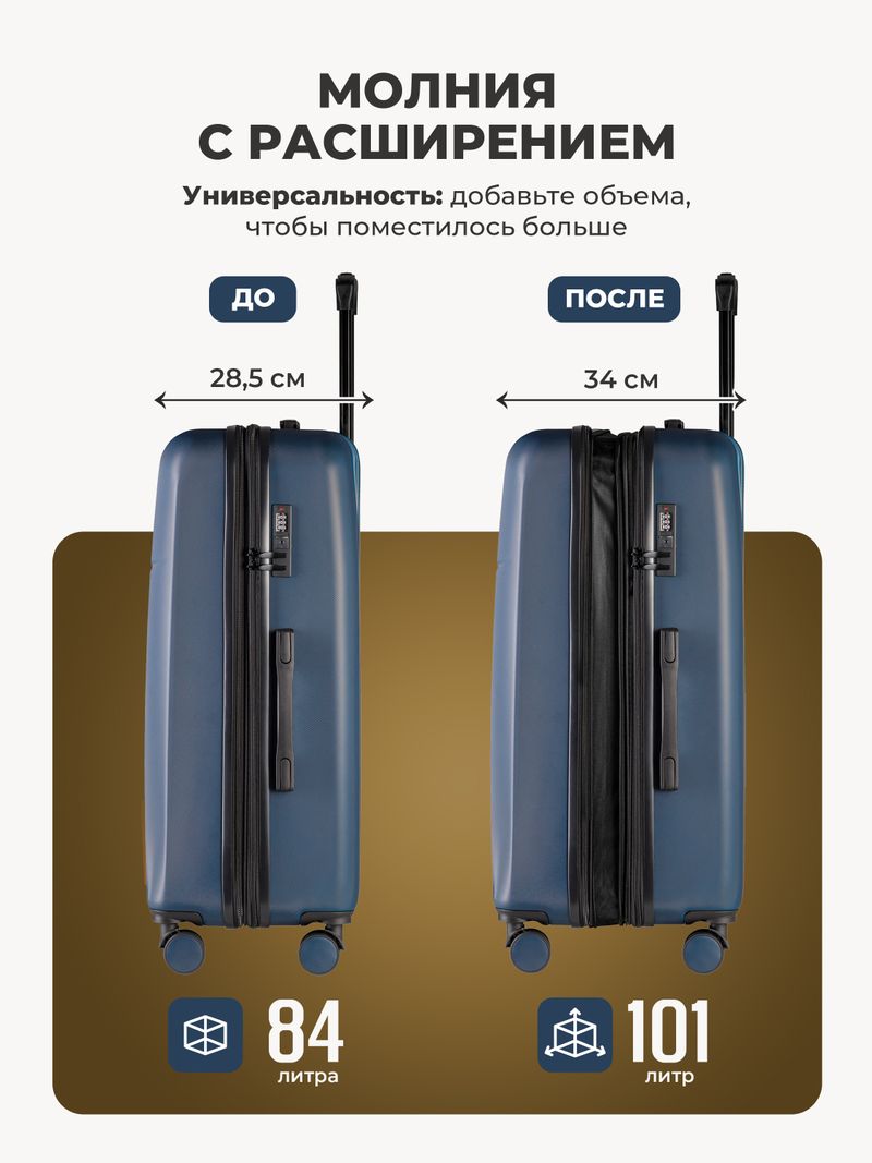 Чемодан L с кейсом в комплекте Темно-синий