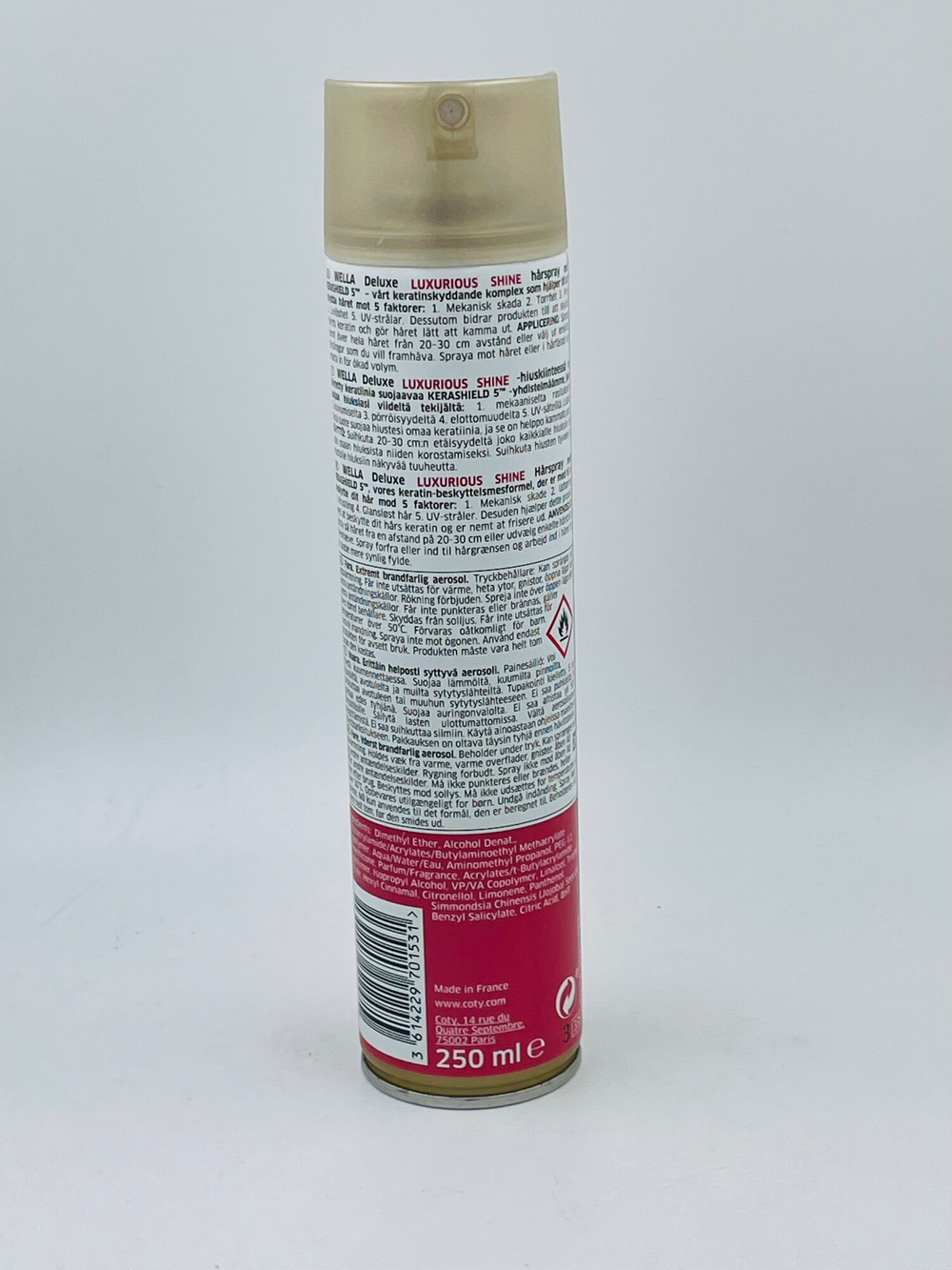 Лак для волос Wella Deluxe Luxurious Shine, экстрасильная фиксация, кератин, масло жожоба, 250 мл (Франция)