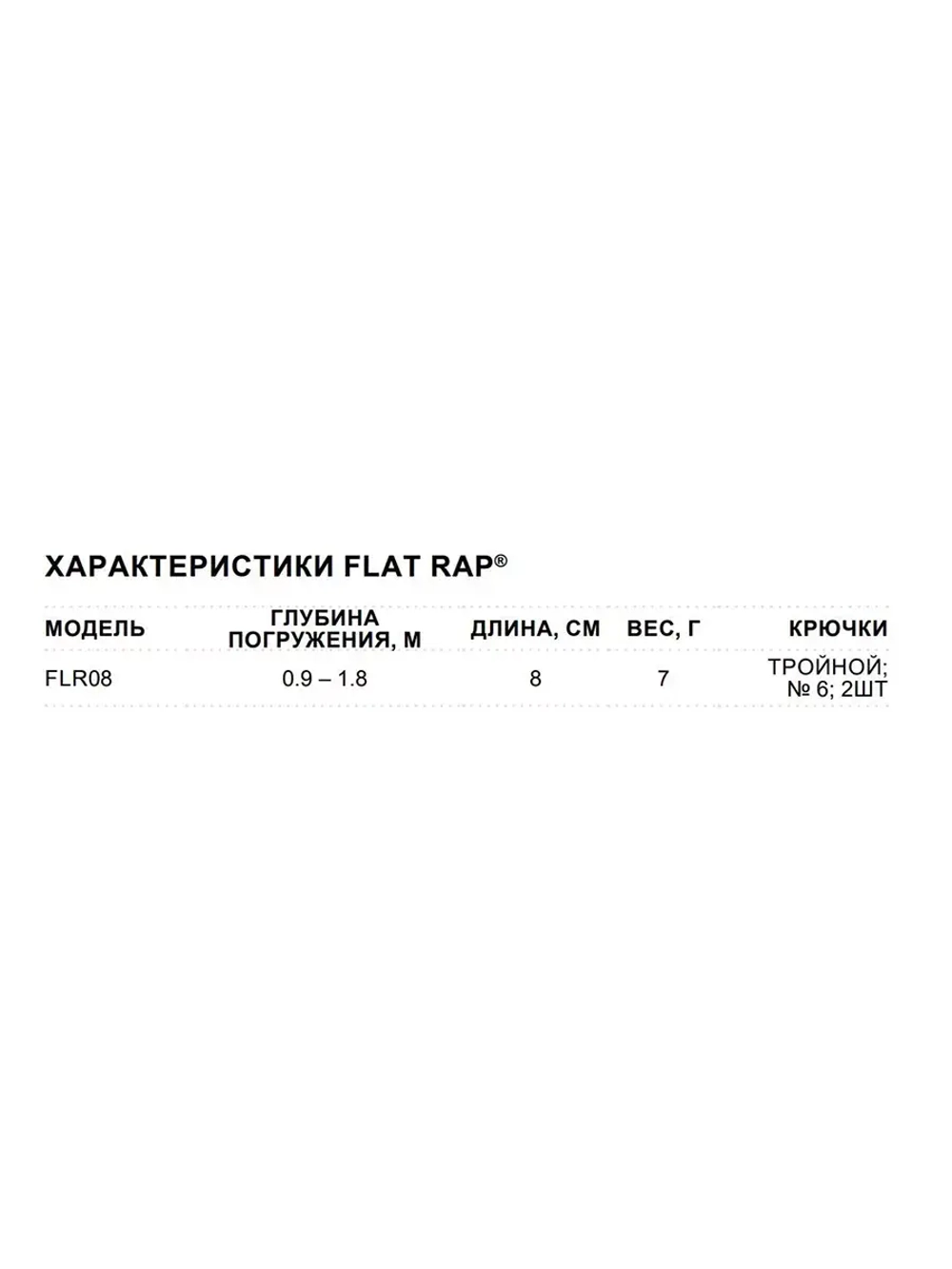 Воблер Flat Rap 08, 8см, 7гр, цвет BLK, плавающий